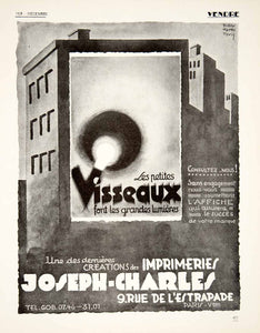 1928 Ad Imprimeries Joseph-Charles French Building Advertising Visseaux VEN5