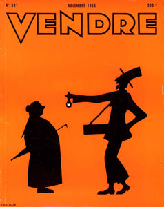 1956 Lithograph Cover Vendre Silhouette Cartoon Jean Gramain Orange French VEN6