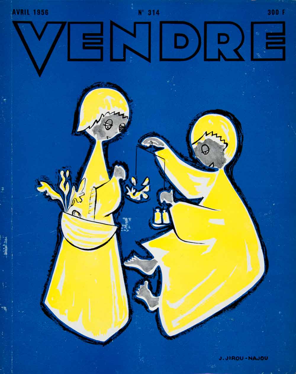 1956 Lithograph Cover J Jirou-Najou Children Yellow Vendre French Basket VEN6