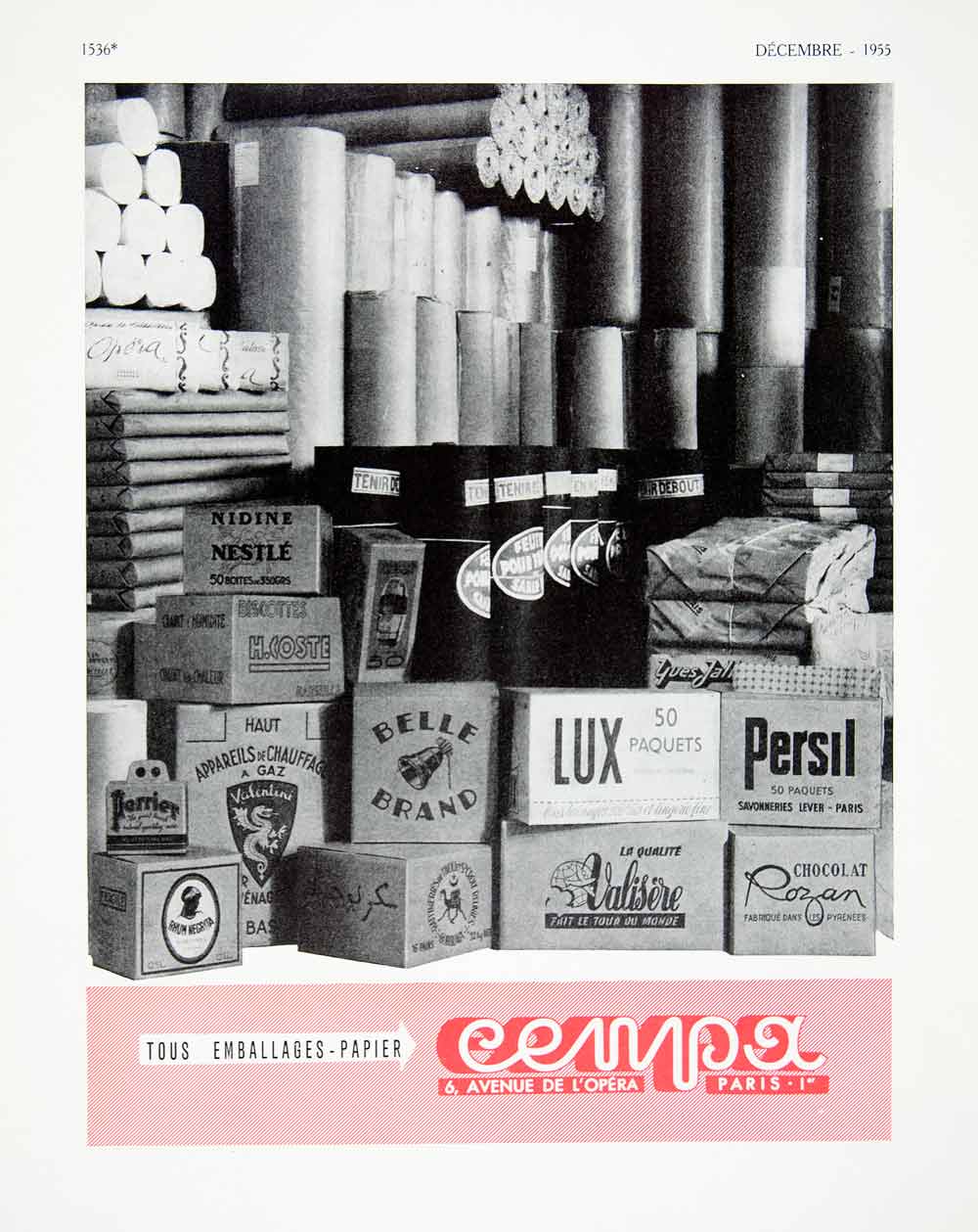 1955 Ad Cenpa 6 Avenue Opera French Packaging Persil Lux Rozan Nestle VEN6