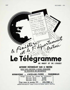 1955 Ad Telegramme Finistere French Advertising Publication Readers VEN6