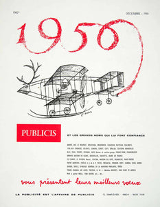 1955 Ad Publicis French Advertising Plane Hachette Newspapers Flying VEN6