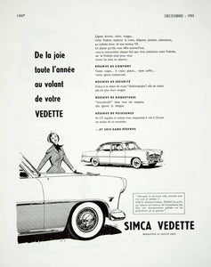 1955 Ad Simca Vedette Car French Stabimatique Vehicle Automobile Whitewall VEN6