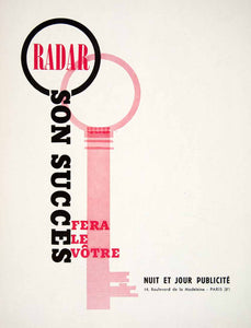 1956 Ad Radar French Advertising Key Success Agency Firm Cle Nuit et Jour VEN6