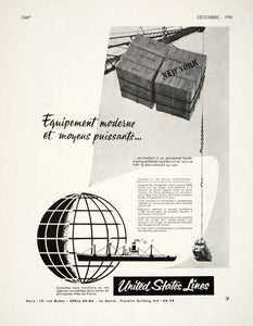 1956 Ad United States Lines 10 Rue Auber Shipping Transatlantic French VEN6