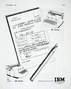 1956 Ad IBM Direction Electric Typewriters French Message Pencil Machine VEN6