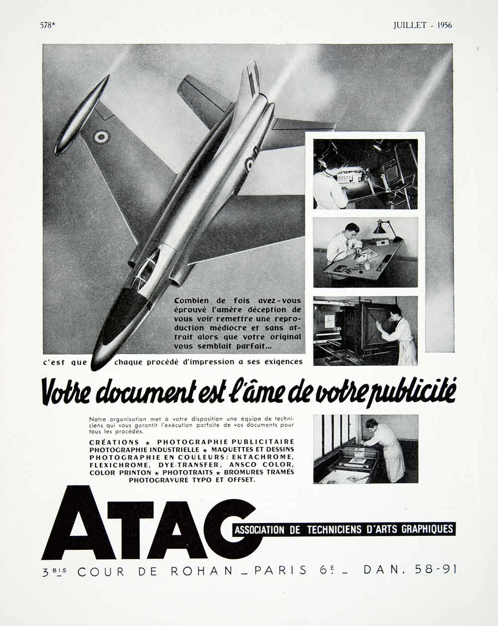 1956 Ad ATAG Association Techniciens D'Art Graphiques French Technical VEN6