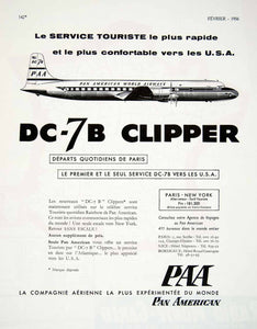 1956 Ad Pan American PAA DC-7B Clipper Airplane Airline Rainbow Flight VEN6
