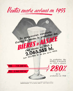 1956 Ad Bieres D'Alsace Beer French Sales Figures Alcohol Beverage Drink VEN6