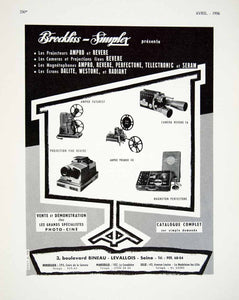 1956 Ad Brockliss-Simplex Magneton Perfectone Ampro Projector Camera VEN6