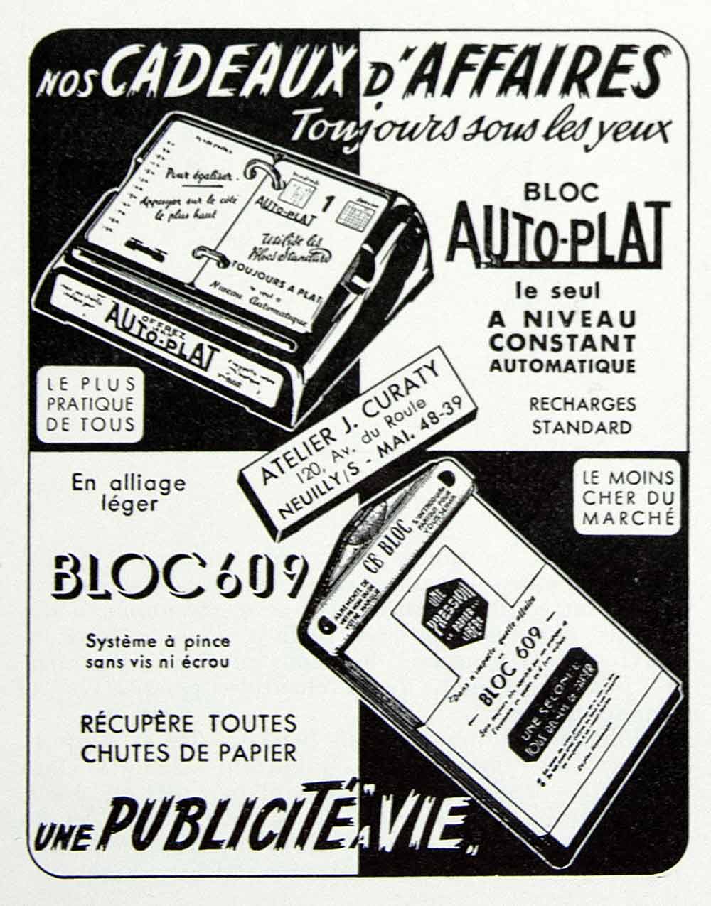 1955 Ad Auto-Plat Bloc 609 Business Gifts Atelier J Curaty Notepad Day VEN6