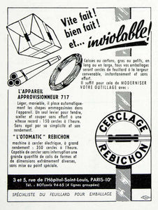 1955 Ad Cerclage Rebichon French Plastic Banding Strapping Packaging VEN6