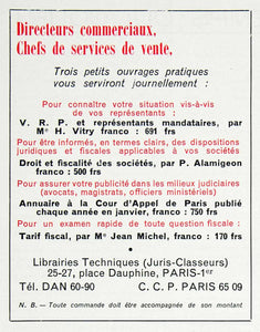 1955 Ad Librairies Techniques Jean Michel French Alamigeon Legal Services VEN6