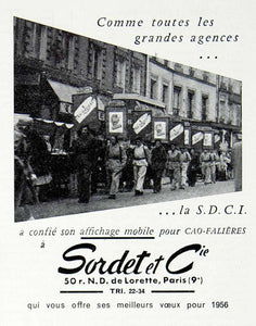 1955 Ad Sordet SDCI Cao-Falieres Mobile Advertising Agency Sign Placards VEN6