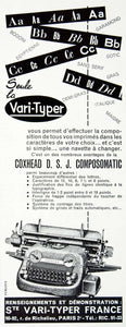 1955 Ad Ste Vari-Typer France Coxhead DSJ Composomatic Typewriter Font VEN6