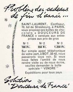 1956 Ad Douceurs de France Fifties Chocolate Gift Present Solution Saint VEN6