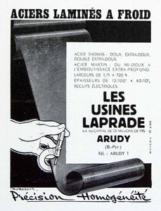 1956 Ad Usines Laprade Arudy Coldpressed Steel French Industrial VEN6
