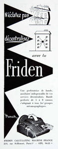 1956 Ad Friden Calculating Machine Calculator French Punch Office Device VEN6