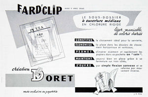 1956 Ad Fard'Clip Doret Transparent Folder Middle Opening Stationary VEN6
