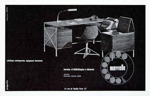 1956 Ad Minvielle Desk Files Chair French Office Furniture Fifties Vintage VEN6