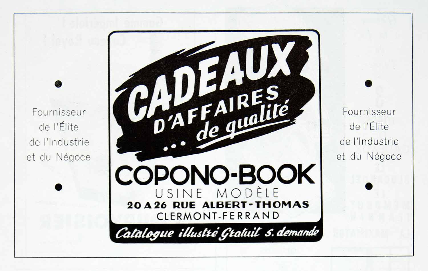 1956 Ad French Copono-Book Catalog 20 Rue Albert-Thomas Vintage Clermont VEN6