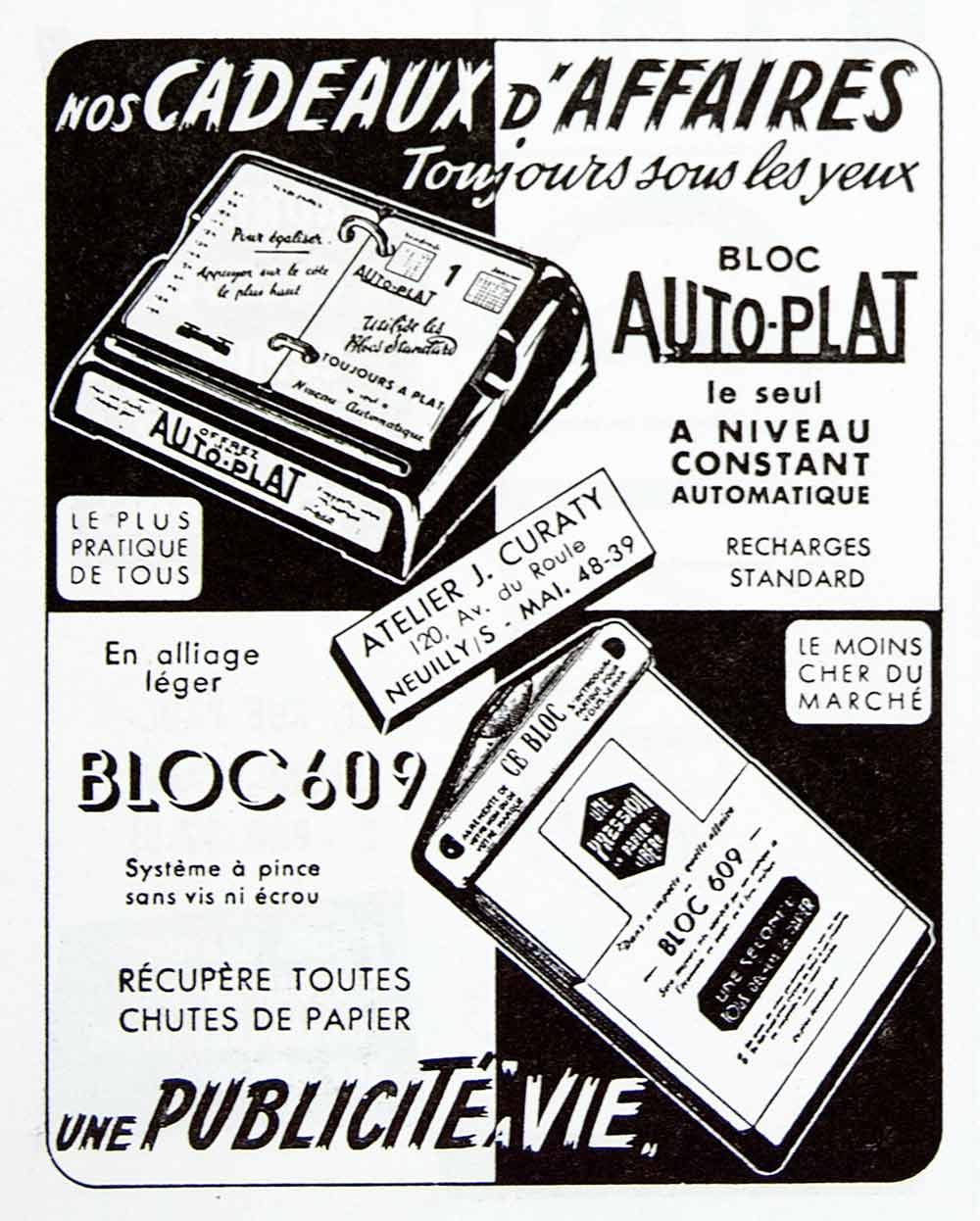 1956 Ad Bloc 609 Auto-Plat Branding Marketing Notepad Notebook Curaty VEN6