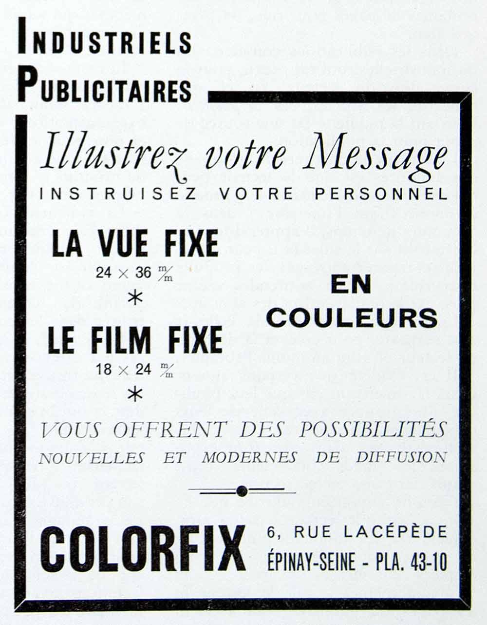 1956 Ad Colorfix Illustration Services French Industriels Publicitaires VEN6