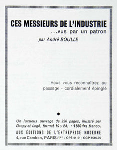 1956 Ad Andre Boulle 4 Rue Cambon Messieurs Industrie French Entreprise VEN6