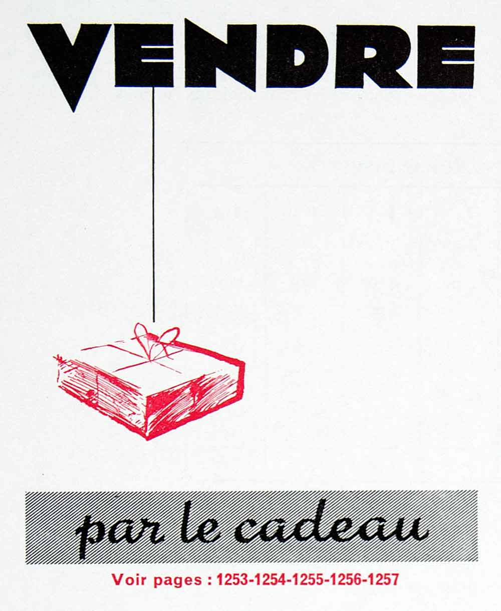1956 Ad Vendre Cadeau Present French Fifties Advertising String Gift VEN6