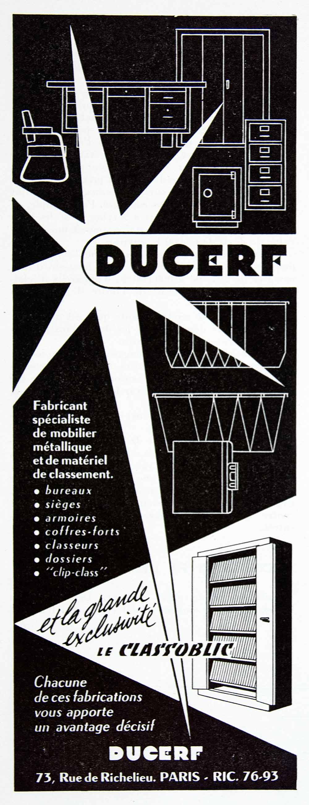 1956 Ad Ducerf Classoblic Filing Cabinet French Office Furniture Fifties VEN6