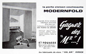 1956 Ad Modernfold French Partition Fouasse Sol Air Kirsch Divider Room VEN6