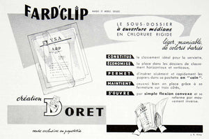 1956 Ad Frad-Clip Doret Stationary Transparent Folder Accessory Middle VEN6