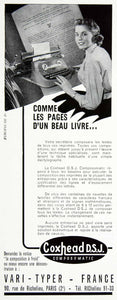 1956 Ad Coxhead D.S.J. Vari-Typer-France Typewriter Secretary French VEN6