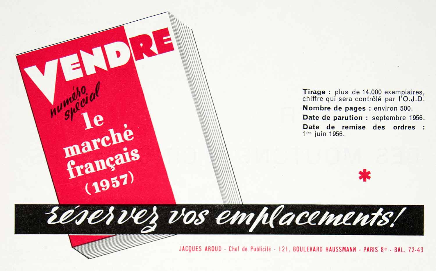 1956 Ad Vendre Special Edition French Advertising Marketing Sales VEN6