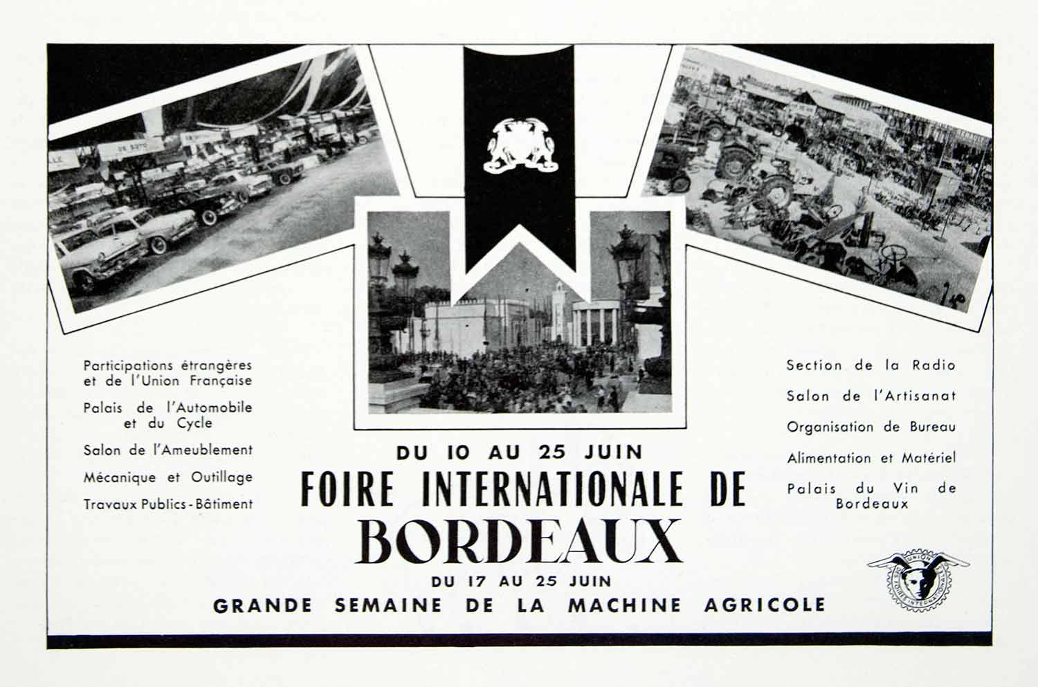 1956 Ad Foire Internationale Bordeaux Fair French Agricultural Machinery VEN6