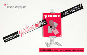1956 Ad Vendre Quadrichrome Advertising Color Jacques Aroud Easel French VEN6