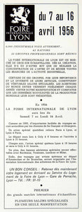 1956 Ad Foire Internationale Lyon French Trade Show Fair Exposition VEN6