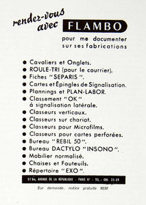 1956 Ad Flambo Roule-Tri Plan-Labor Dactylo Insono Exo Office Furniture VEN6