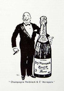 1956 Ad Champagne Heidsieck Dry Monopole French Alcohol Bottle Laughing Man VEN6