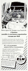 1956 Ad KLM Netherlands Airline Travel Wife Husband Dinner French Airplane VEN6