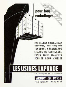 1956 Ad Usines Laprade Packaging Ship Transport French Fifties Box Crane VEN6