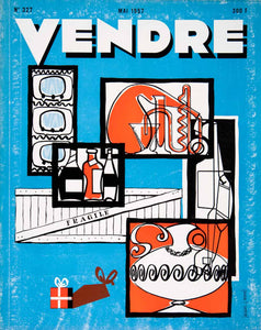 1957 Lithograph Cover Vendre French Jacques J Morel Art Vase Gift VEN7