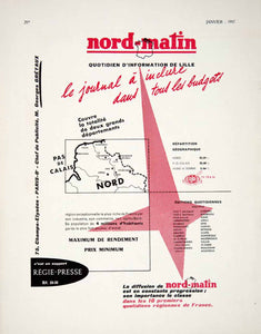 1957 Ad Nord-Matin Regie-Presse Georges Gretaux 75 Champs-Elysees Paris VEN7