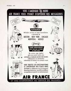 1957 Ad Air France Aeroplane Seabord Western Airlines Travel Cargo Giraffe VEN7