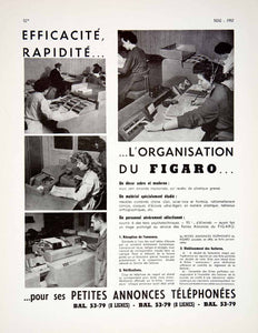 1957 Ad Figaro Newspaper Advertising Department Office Filing Computer VEN7