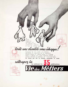 1957 Advert Vie Des Metiers Newspaper Publication Advertising Hands VEN7