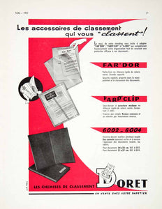 1957 Ad Doret Far'Dor Fard-Clip Transparent Plastic Folder J.P. Vitry VEN7