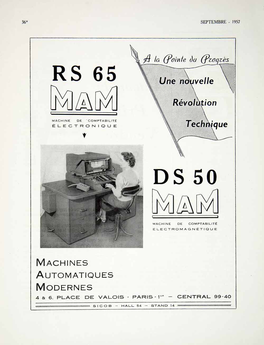 1957 Ad Machines Automatiques Modernes DS 50 MAM RS 65 Accounting Office VEN7