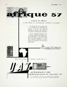 1957 Ad UAT Union Aeromaritime Transport Currency African 3 Malesherbes VEN7