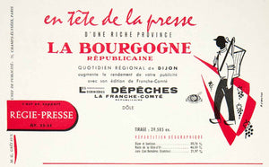 1957 Advert Bourgogne Republicaine Regie-Presse Dijon Dole G Gretaux VEN7